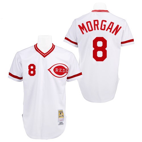 Men's Mitchell and Ness Cincinnati Reds #8 Joe Morgan Authentic White Throwback MLB Jersey