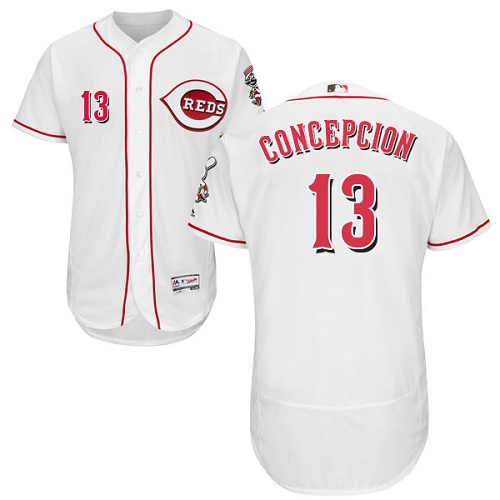Men's Majestic Cincinnati Reds #13 Dave Concepcion Authentic White Home Cool Base MLB Jersey