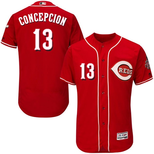 Men's Majestic Cincinnati Reds #13 Dave Concepcion Authentic Red Alternate Cool Base MLB Jersey