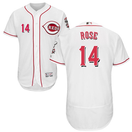 Men's Majestic Cincinnati Reds #14 Pete Rose Authentic White Home Cool Base MLB Jersey