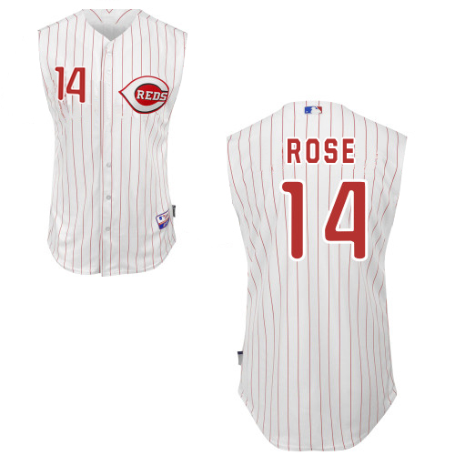 Men's Majestic Cincinnati Reds #14 Pete Rose Replica White Vest Style MLB Jersey