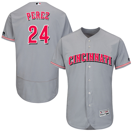 Men's Majestic Cincinnati Reds #24 Tony Perez Grey Flexbase Authentic Collection MLB Jersey