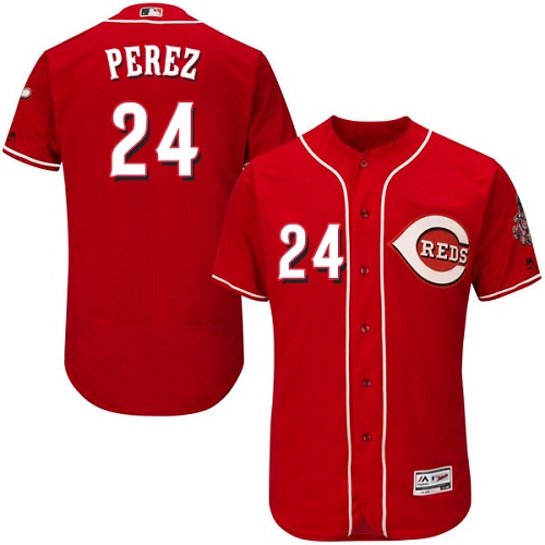 Men's Majestic Cincinnati Reds #24 Tony Perez Authentic Red Alternate Cool Base MLB Jersey