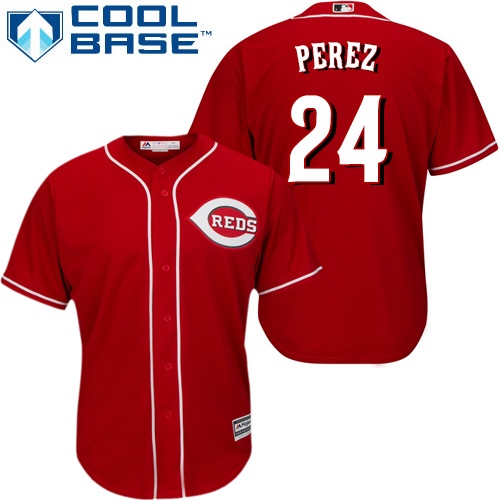 Men's Majestic Cincinnati Reds #24 Tony Perez Replica Red Alternate Cool Base MLB Jersey
