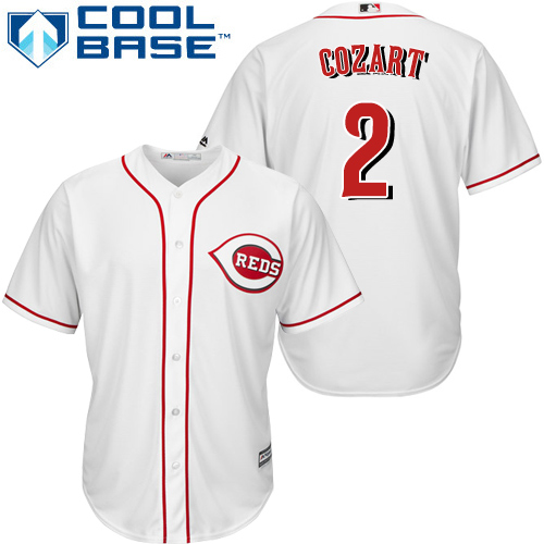 Men's Majestic Cincinnati Reds #2 Zack Cozart Authentic White Home Cool Base MLB Jersey