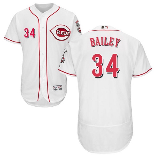 Men's Majestic Cincinnati Reds #34 Homer Bailey Authentic White Home Cool Base MLB Jersey