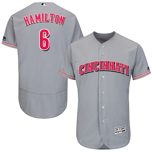 Men's Majestic Cincinnati Reds #6 Billy Hamilton Grey Flexbase Authentic Collection MLB Jersey