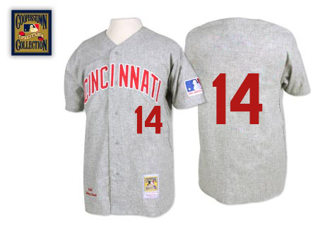 Men's Mitchell and Ness Cincinnati Reds #14 Pete Rose Authentic Grey 1969 Throwback MLB Jersey