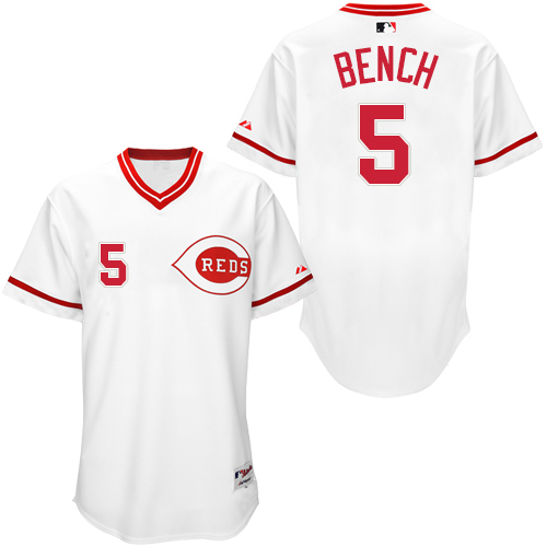 Men's Majestic Cincinnati Reds #5 Johnny Bench Authentic White 1990 Turn Back The Clock MLB Jersey