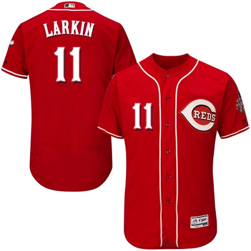 Men's Majestic Cincinnati Reds #11 Barry Larkin Red Flexbase Authentic Collection MLB Jersey