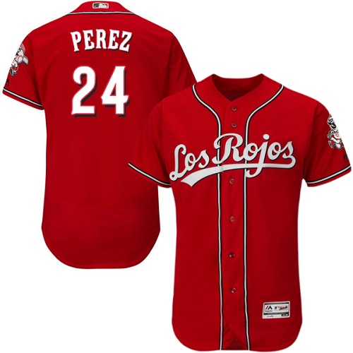 Men's Majestic Cincinnati Reds #24 Tony Perez Red Los Rojos Flexbase Authentic Collection MLB Jersey