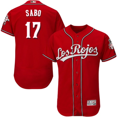 Men's Majestic Cincinnati Reds #17 Chris Sabo Red Los Rojos Flexbase Authentic Collection MLB Jersey