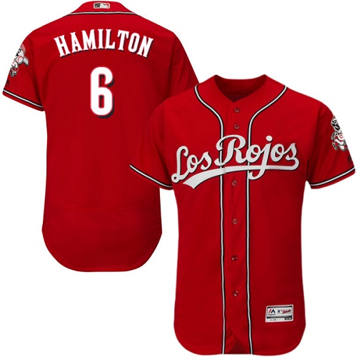 Men's Majestic Cincinnati Reds #6 Billy Hamilton Red Los Rojos Flexbase Authentic Collection MLB Jersey