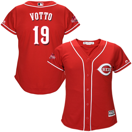 Women's Majestic Cincinnati Reds #19 Joey Votto Authentic Red Alternate Cool Base MLB Jersey
