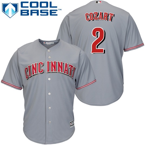 Youth Majestic Cincinnati Reds #2 Zack Cozart Authentic Grey Road Cool Base MLB Jersey