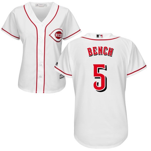 Women's Majestic Cincinnati Reds #5 Johnny Bench Authentic White Home Cool Base MLB Jersey
