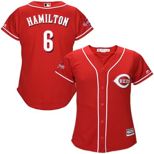 Women's Majestic Cincinnati Reds #6 Billy Hamilton Replica Red Alternate Cool Base MLB Jersey