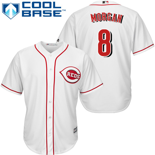 Youth Majestic Cincinnati Reds #8 Joe Morgan Authentic White Home Cool Base MLB Jersey