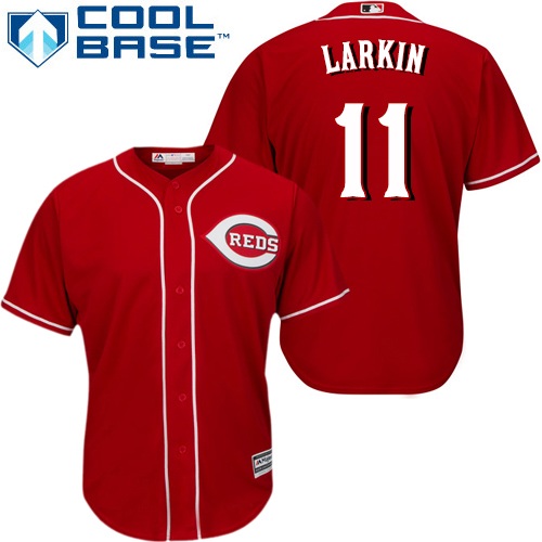 Youth Majestic Cincinnati Reds #11 Barry Larkin Replica Red Alternate Cool Base MLB Jersey
