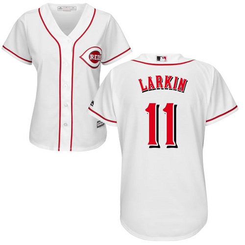Women's Majestic Cincinnati Reds #11 Barry Larkin Authentic White Home Cool Base MLB Jersey