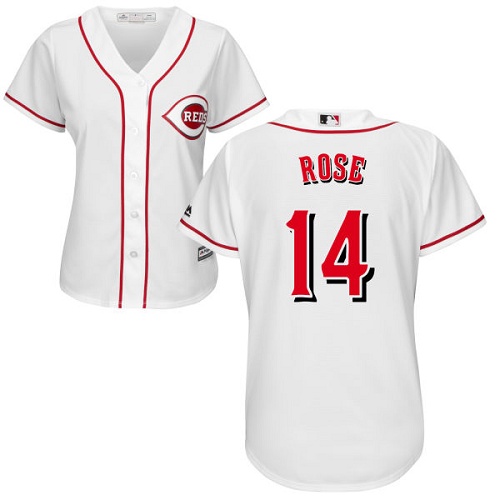 Women's Majestic Cincinnati Reds #14 Pete Rose Authentic White Home Cool Base MLB Jersey
