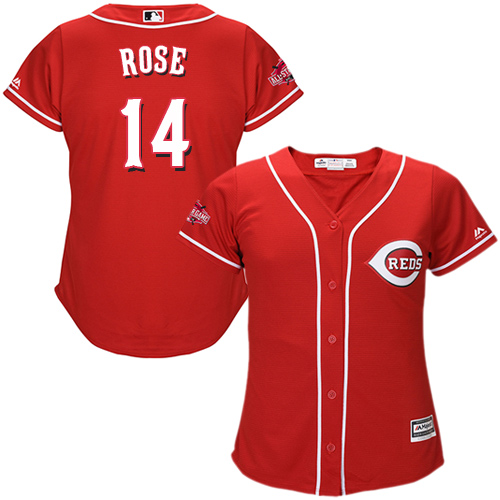 Women's Majestic Cincinnati Reds #14 Pete Rose Authentic Red Alternate Cool Base MLB Jersey