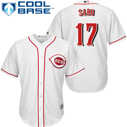 Youth Majestic Cincinnati Reds #17 Chris Sabo Replica White Home Cool Base MLB Jersey