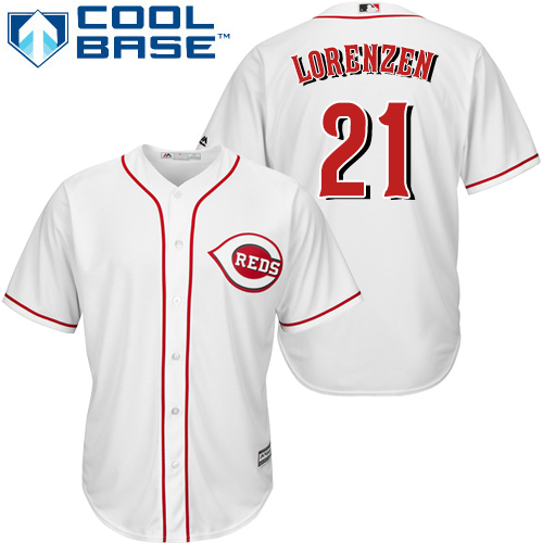 Youth Majestic Cincinnati Reds #21 Michael Lorenzen Authentic White Home Cool Base MLB Jersey