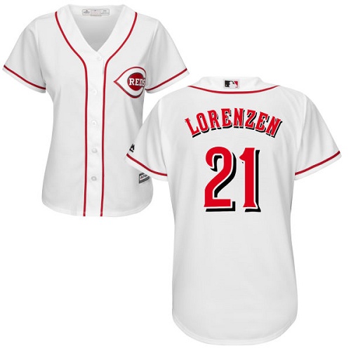 Women's Majestic Cincinnati Reds #21 Michael Lorenzen Authentic White Home Cool Base MLB Jersey