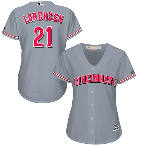Women's Majestic Cincinnati Reds #21 Michael Lorenzen Authentic Grey Road Cool Base MLB Jersey