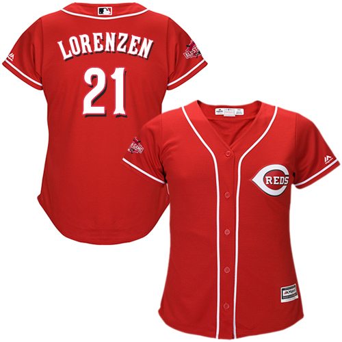 Women's Majestic Cincinnati Reds #21 Michael Lorenzen Authentic Red Alternate Cool Base MLB Jersey