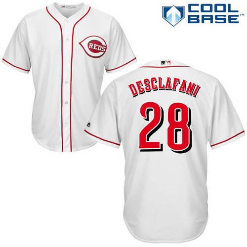 Youth Majestic Cincinnati Reds #28 Anthony DeSclafani Authentic White Home Cool Base MLB Jersey