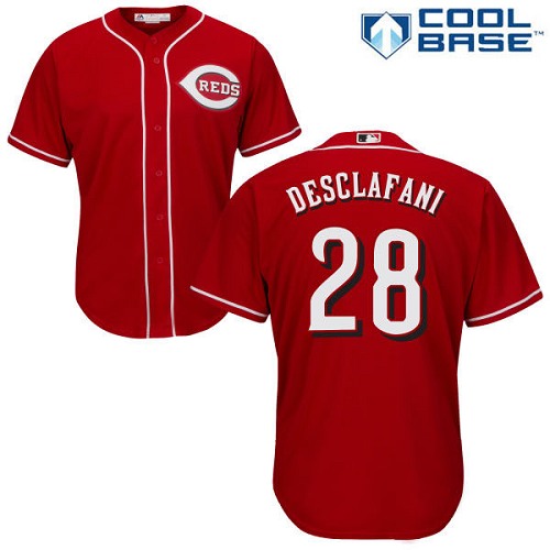 Youth Majestic Cincinnati Reds #28 Anthony DeSclafani Authentic Red Alternate Cool Base MLB Jersey