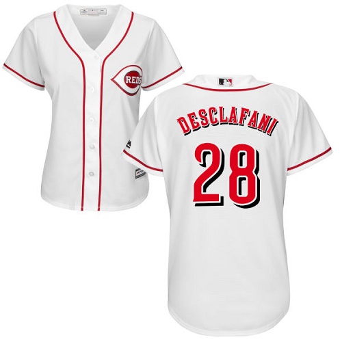 Women's Majestic Cincinnati Reds #28 Anthony DeSclafani Replica White Home Cool Base MLB Jersey