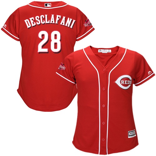 Women's Majestic Cincinnati Reds #28 Anthony DeSclafani Replica Red Alternate Cool Base MLB Jersey