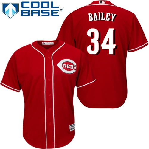 Youth Majestic Cincinnati Reds #34 Homer Bailey Replica Red Alternate Cool Base MLB Jersey