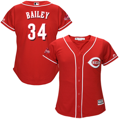 Women's Majestic Cincinnati Reds #34 Homer Bailey Authentic Red Alternate Cool Base MLB Jersey