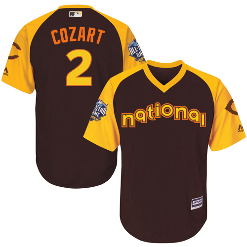Youth Majestic Cincinnati Reds #2 Zack Cozart Authentic Brown 2016 All-Star National League BP Cool Base MLB Jersey