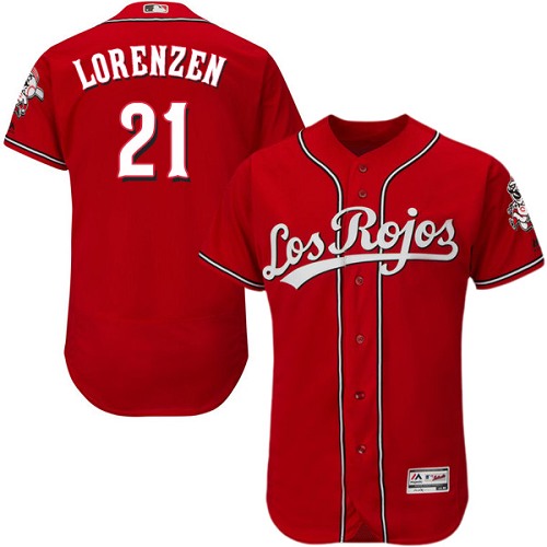 Men's Majestic Cincinnati Reds #21 Michael Lorenzen Red Los Rojos Flexbase Authentic Collection MLB Jersey
