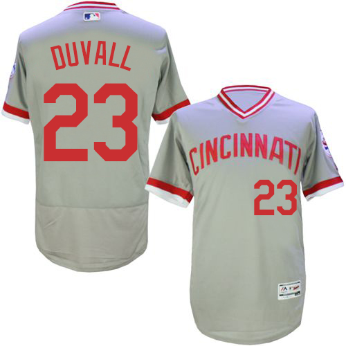 Men's Majestic Cincinnati Reds #23 Adam Duvall Grey Flexbase Authentic Collection Cooperstown MLB Jersey
