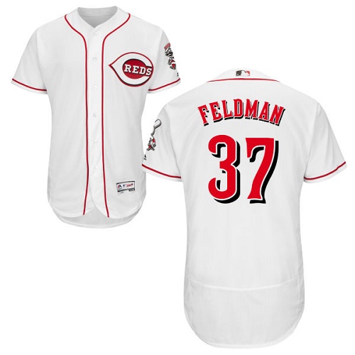 Men's Majestic Cincinnati Reds #37 Scott Feldman White Flexbase Authentic Collection MLB Jersey