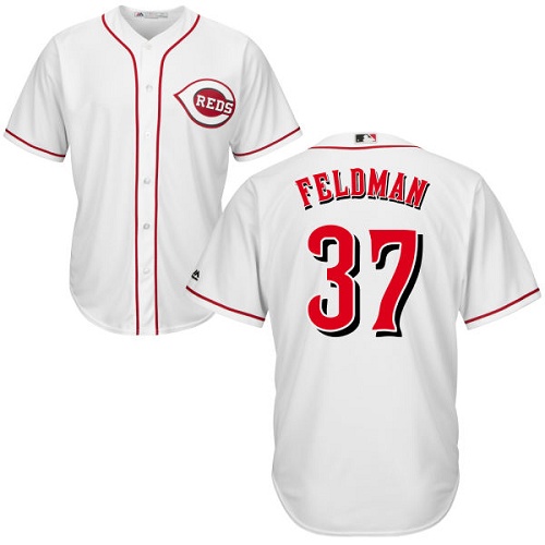 Youth Majestic Cincinnati Reds #37 Scott Feldman Replica White Home Cool Base MLB Jersey