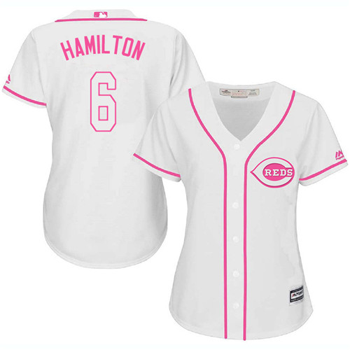 Women's Majestic Cincinnati Reds #6 Billy Hamilton Authentic White Fashion Cool Base MLB Jersey