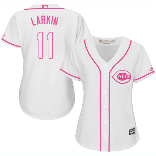 Women's Majestic Cincinnati Reds #11 Barry Larkin Authentic White Fashion Cool Base MLB Jersey