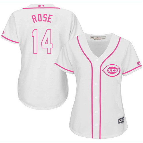 Women's Majestic Cincinnati Reds #14 Pete Rose Authentic White Fashion Cool Base MLB Jersey