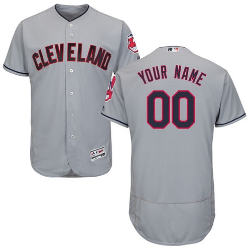Men's Majestic Cleveland Indians Customized Authentic Grey Road Cool Base MLB Jersey