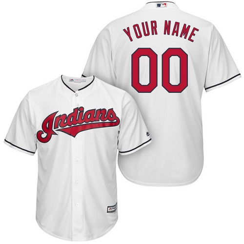 Youth Majestic Cleveland Indians Customized Authentic White Home Cool Base MLB Jersey