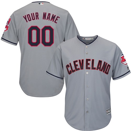 Youth Majestic Cleveland Indians Customized Replica Grey Road Cool Base MLB Jersey