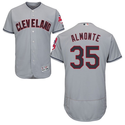 Men's Majestic Cleveland Indians #35 Abraham Almonte Authentic Grey Road Cool Base MLB Jersey