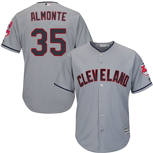 Men's Majestic Cleveland Indians #35 Abraham Almonte Replica Grey Road Cool Base MLB Jersey